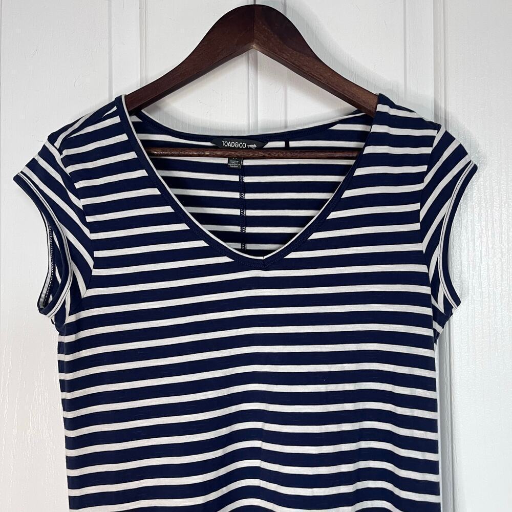 Toad & CO Cap Sleeve blue striped long dress-Size M - Picture 8 of 8